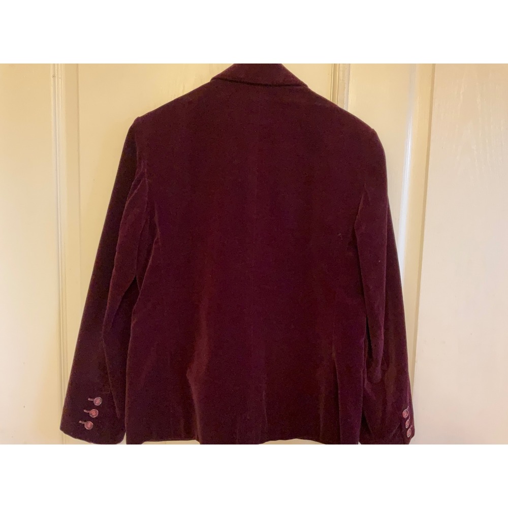 Butterfly Prestige Sportswear Vintage Velvet Blazer Plum Burgundy Cotton Size 10 - Picture 8 of 8